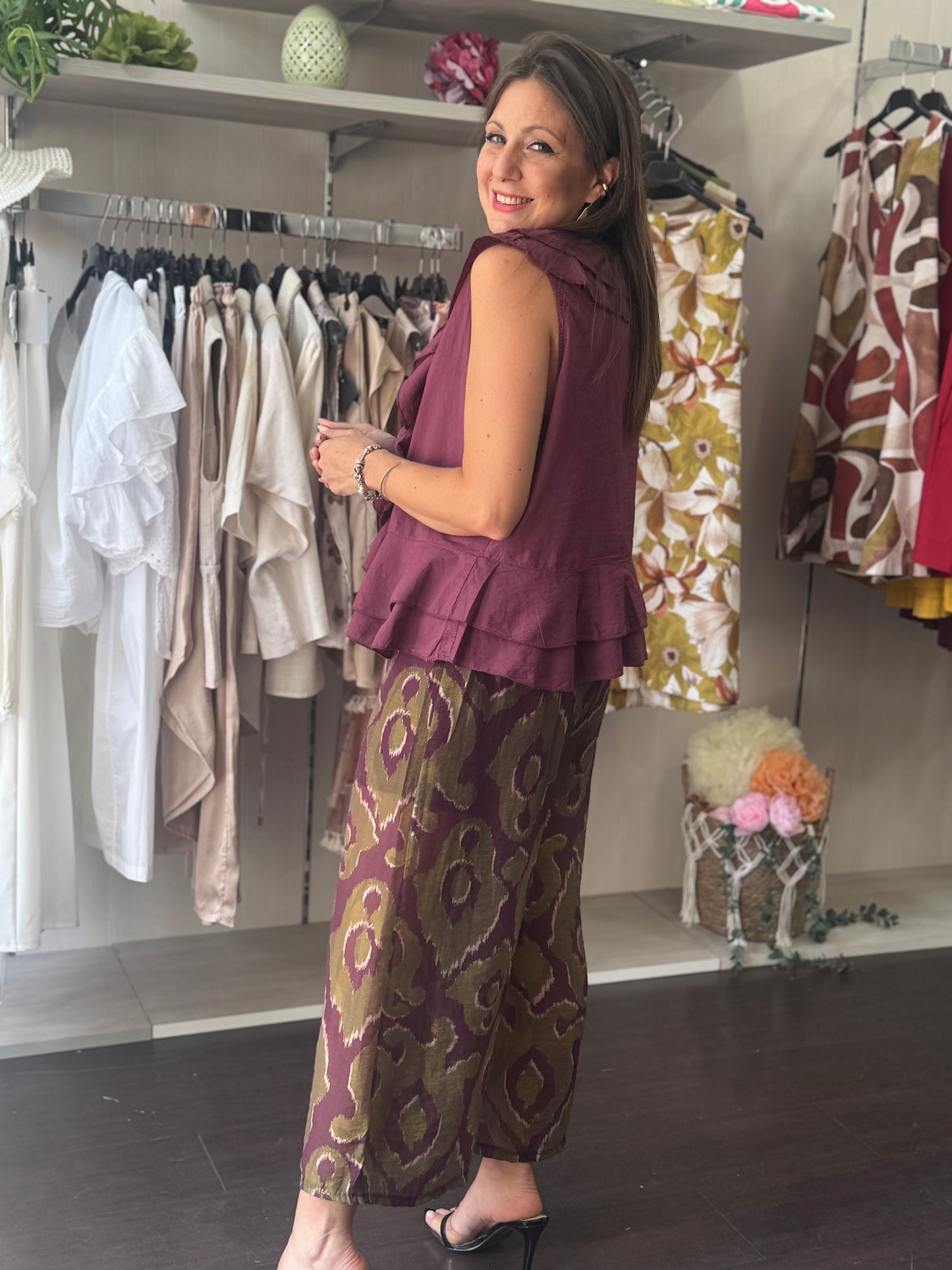 Pantalone olio bordeaux