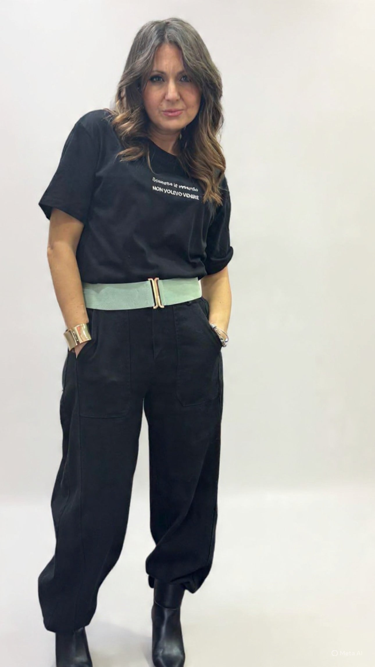 Pantalone barrell nero