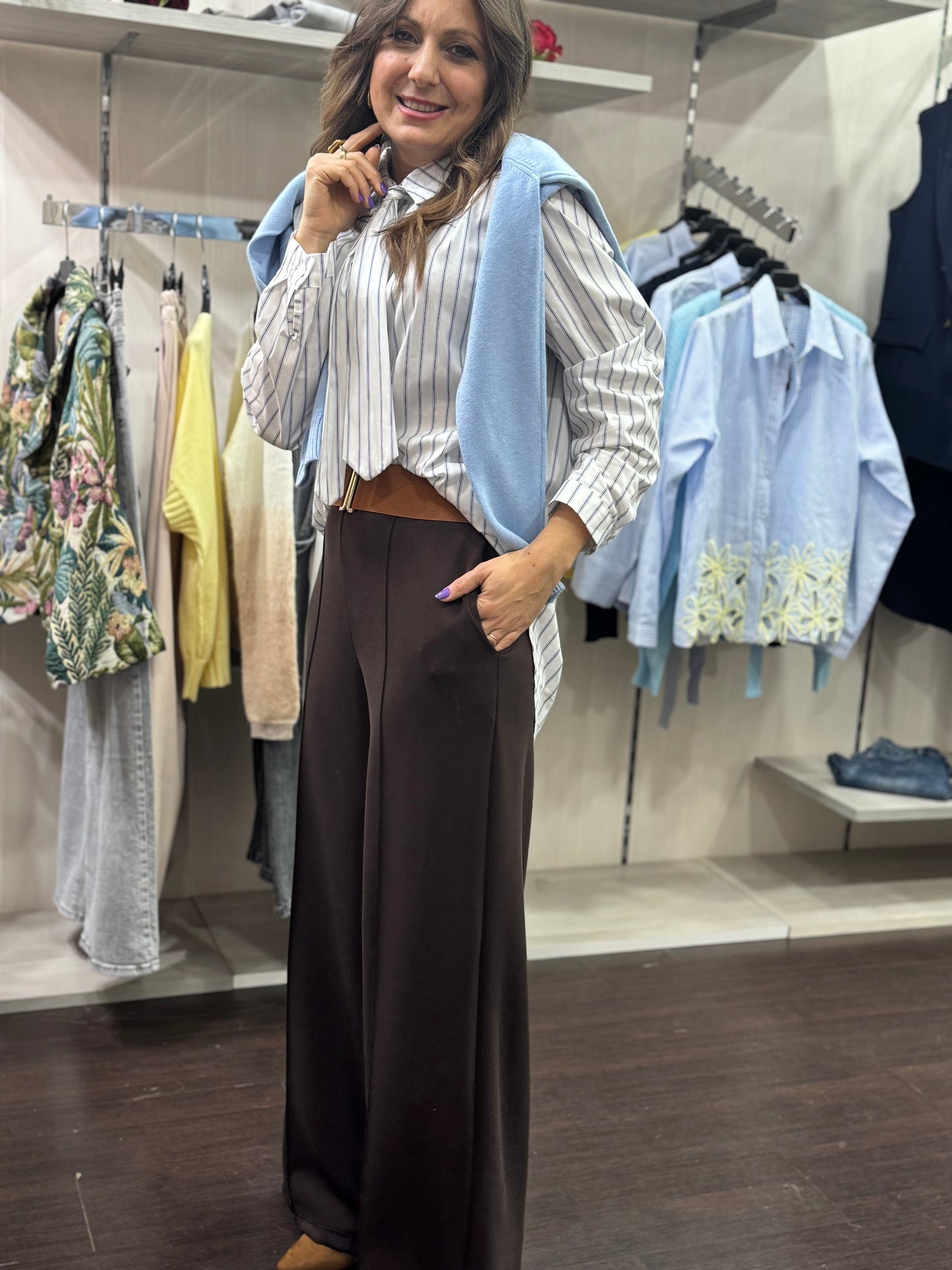 Pantalone cioccolato viscosa