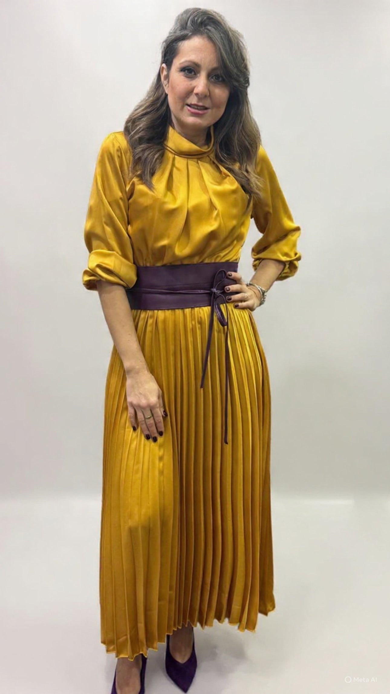 Abito senape plissettato