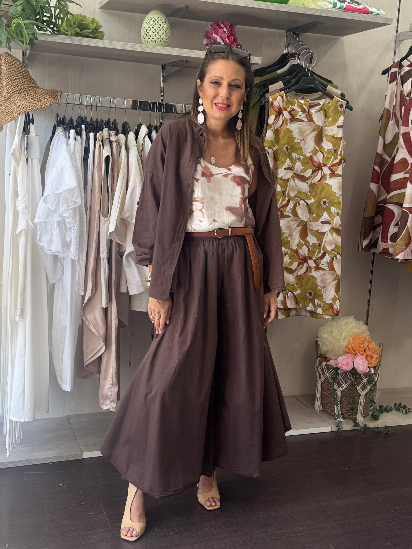 Pantalone cioccolato in mussola