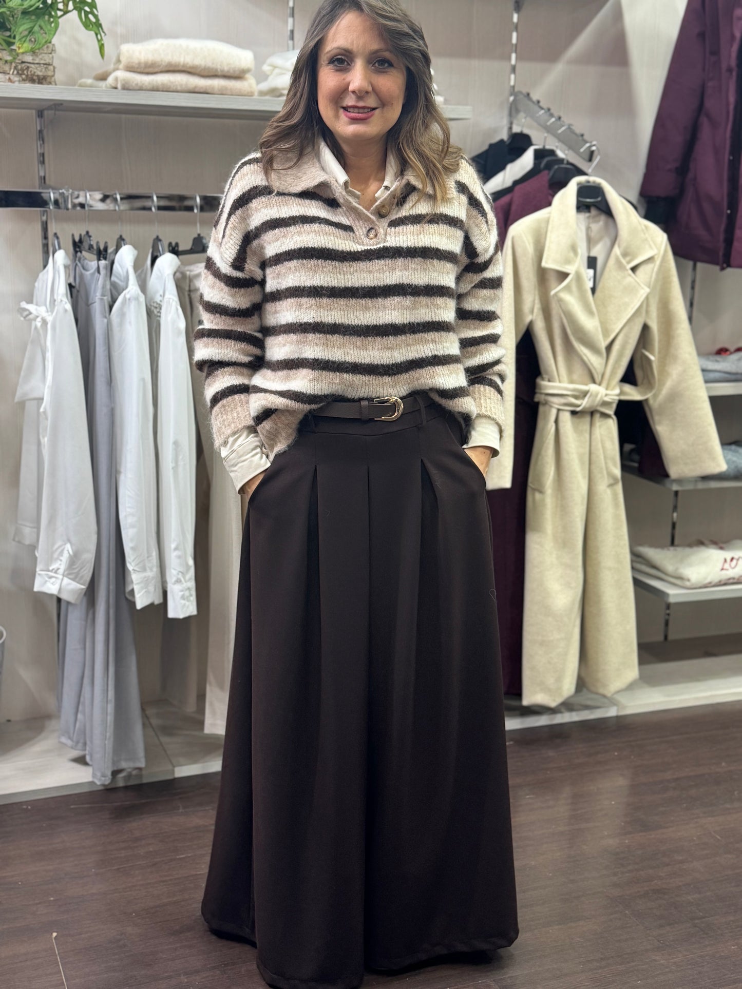 Maglioncino Polo righe cioccolato