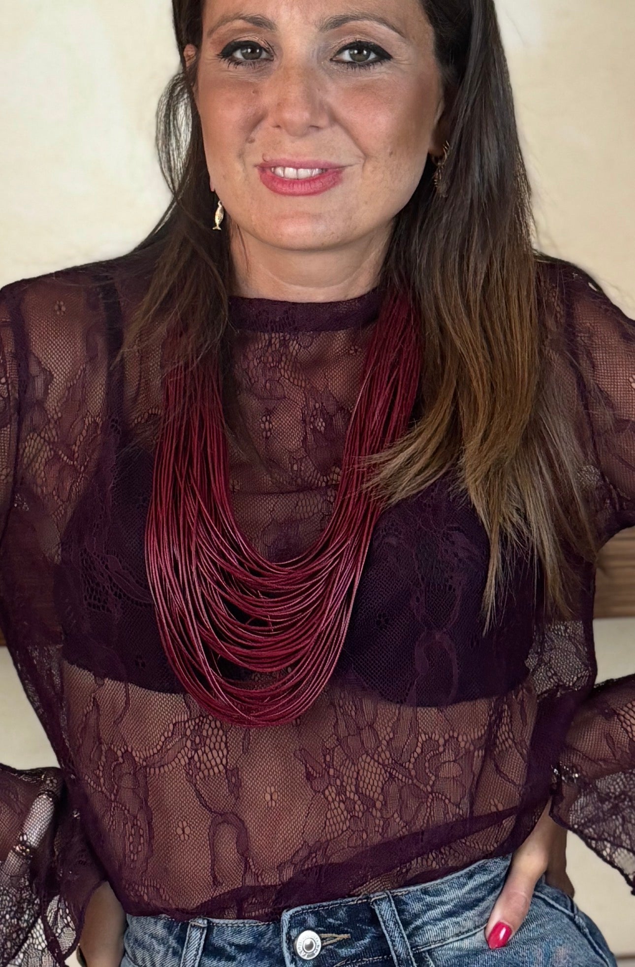 Collana fili bordeaux