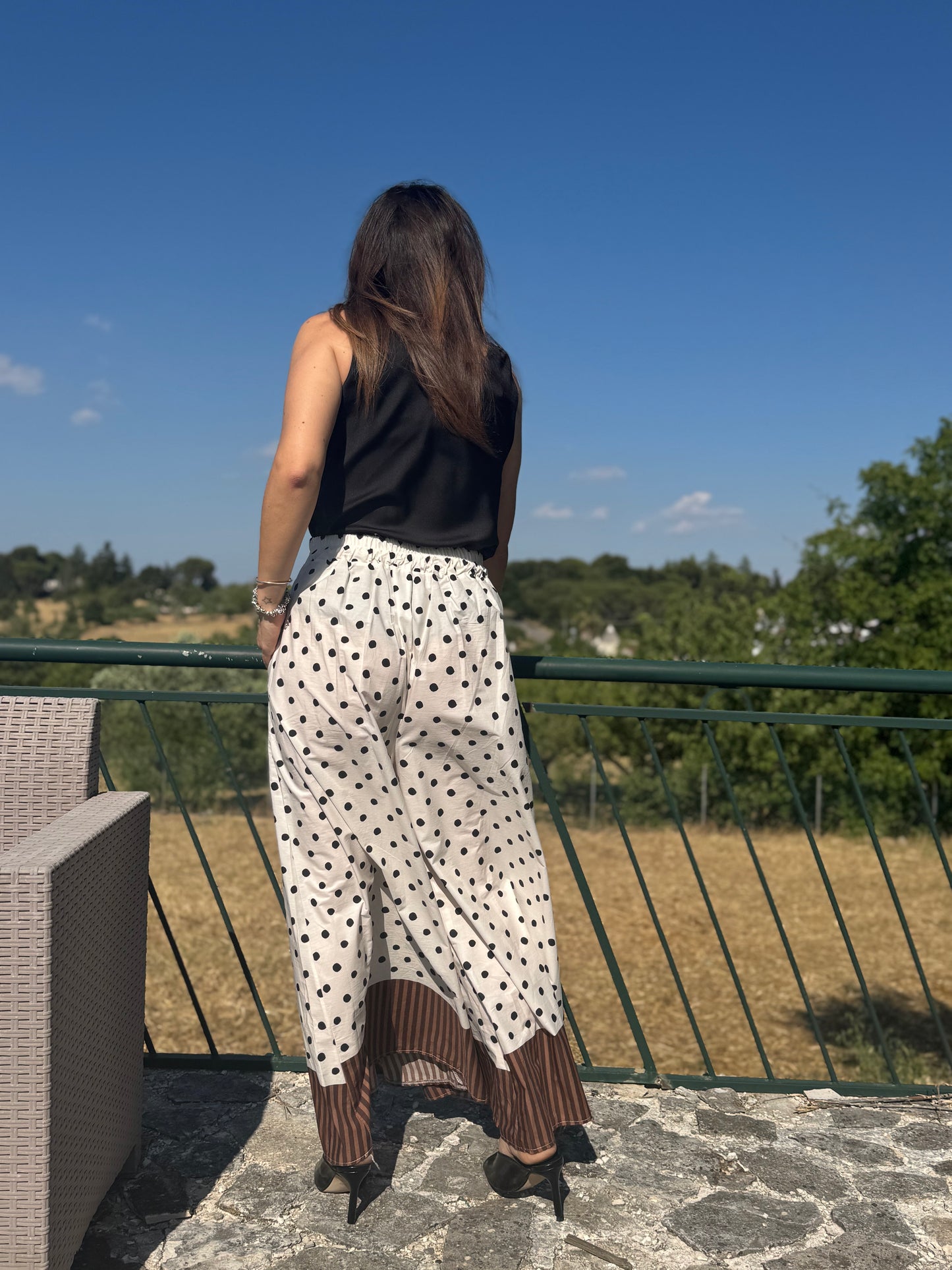 pantalone ampio pois e righe