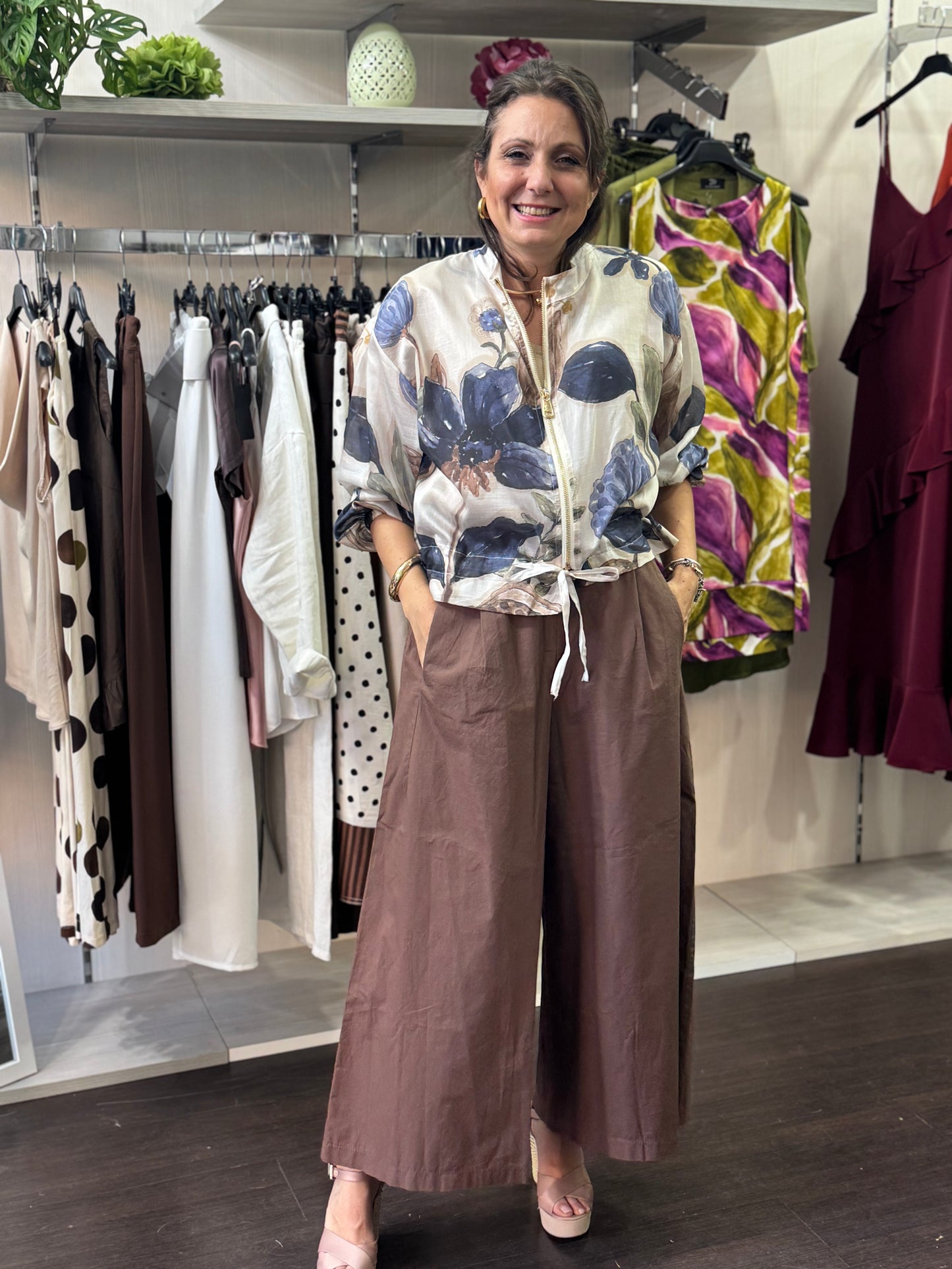 Pantalone cropped cioccolato