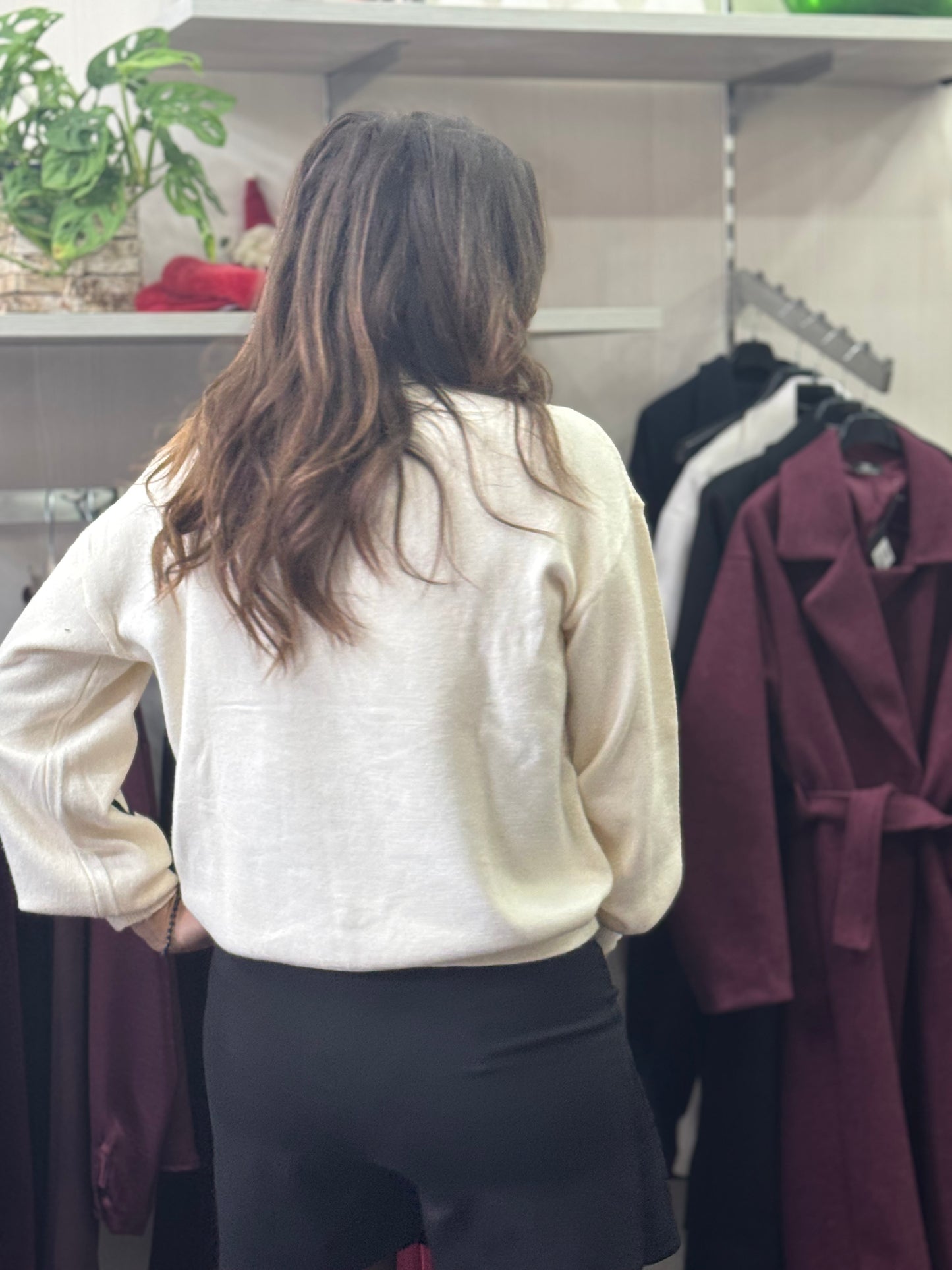 Maglioncino fiore panna