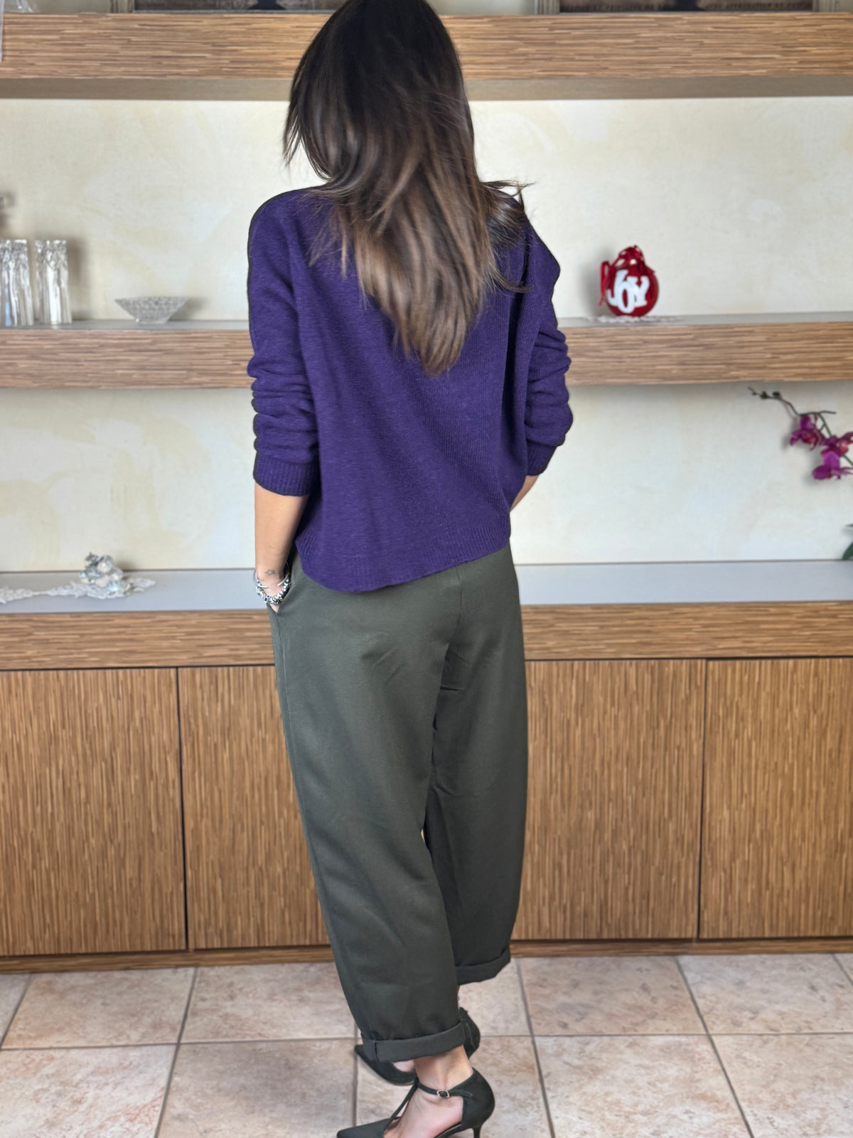 Pantalone verde con pince