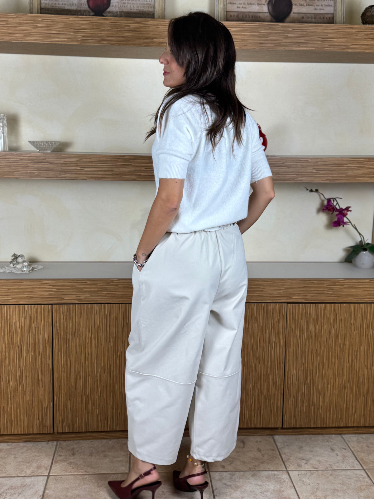 Pantalone cropped panna