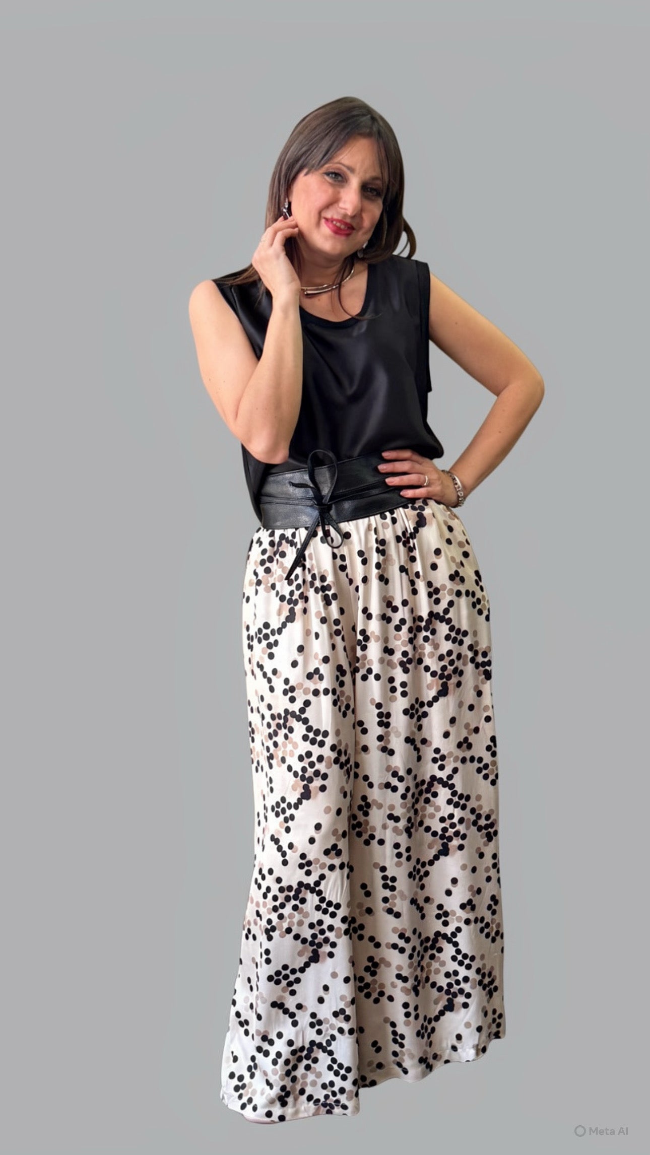 Pantalone pois nero e fango