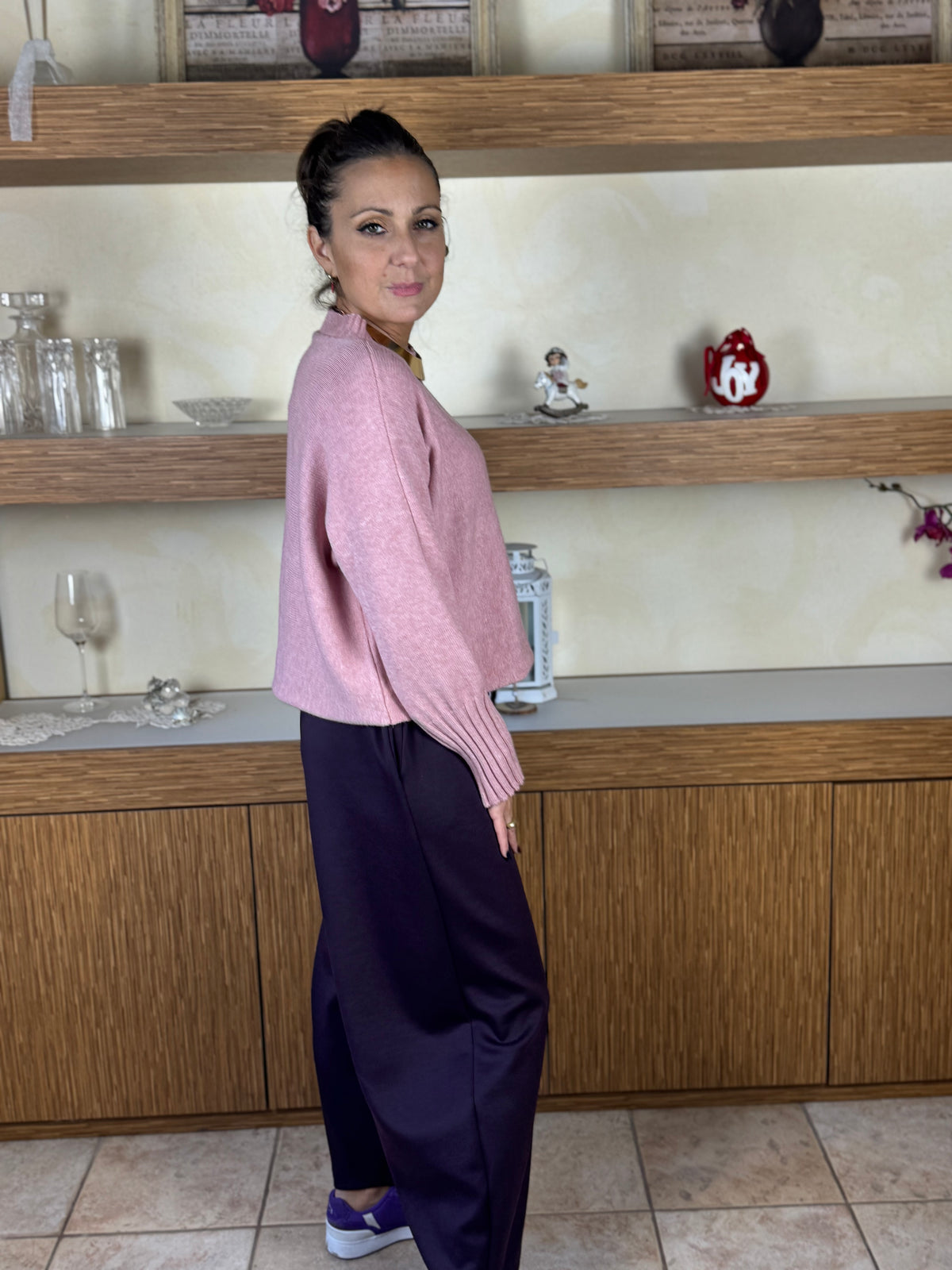 Pantalone melanzana misto viscosa