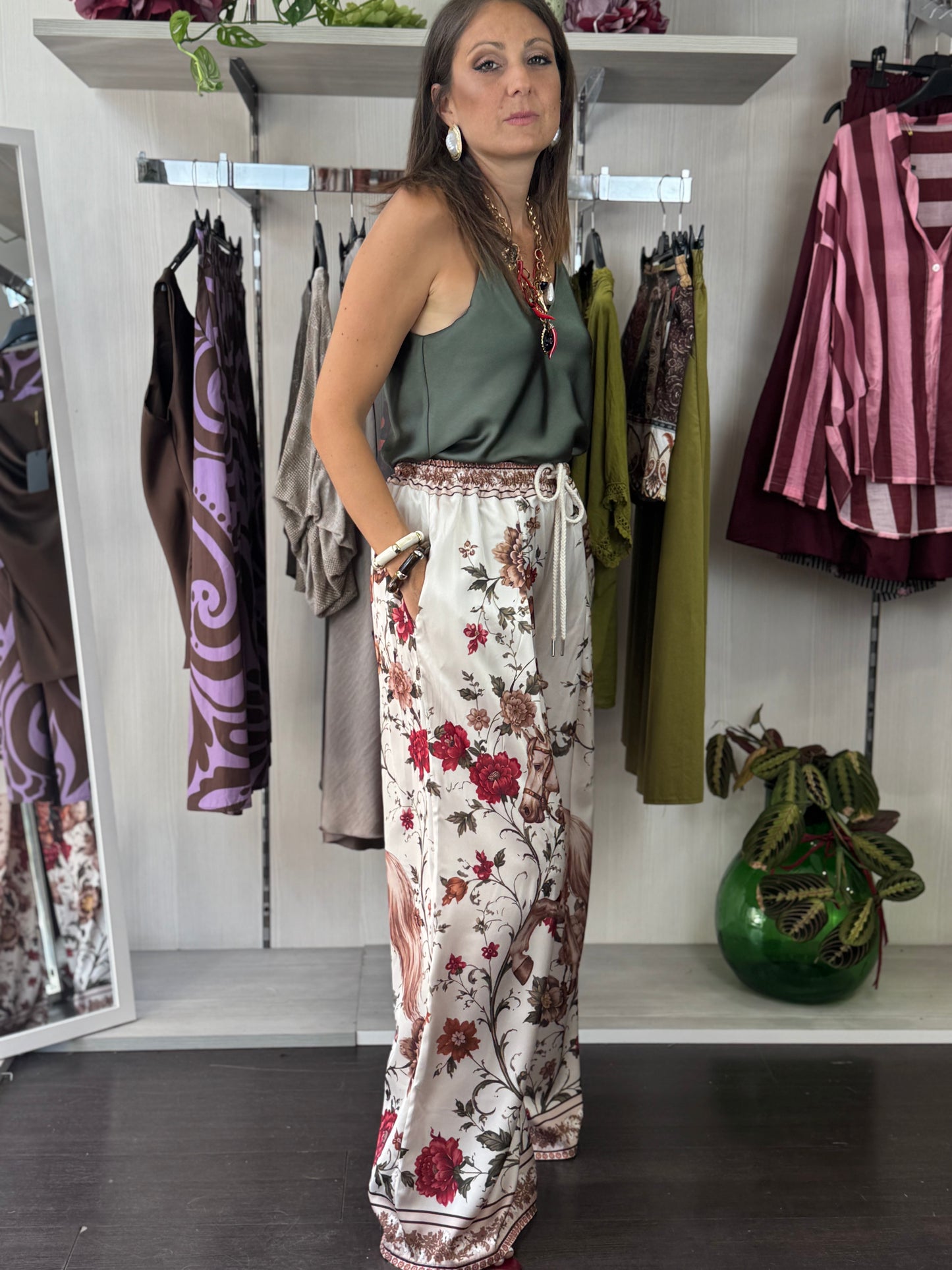 Pantalone fantasia cavallo