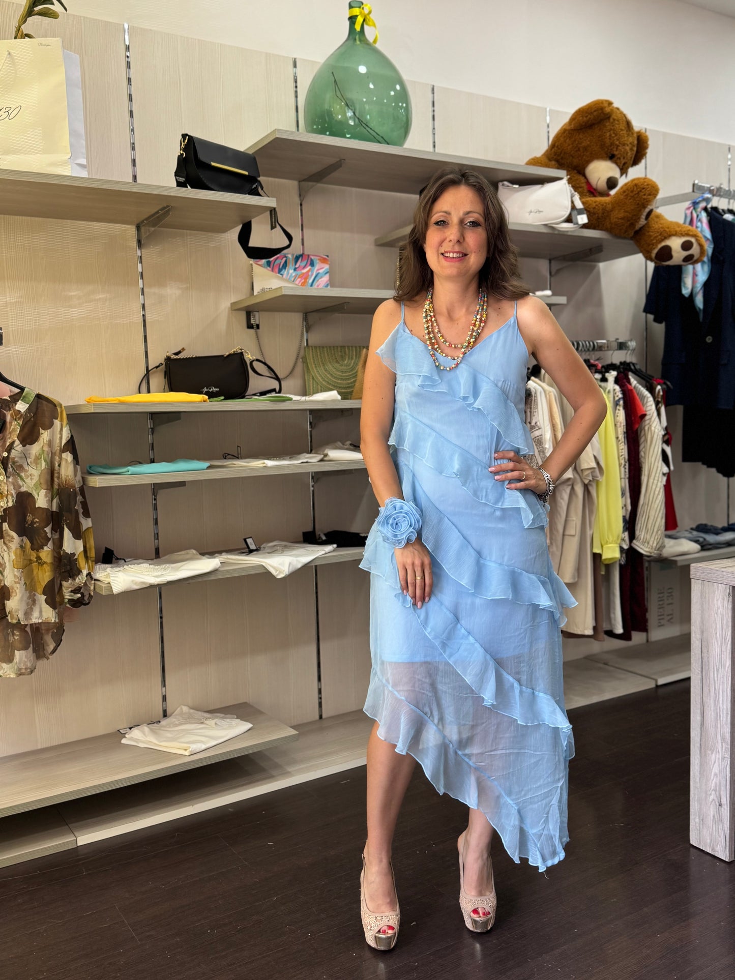 Abito chiffon celeste