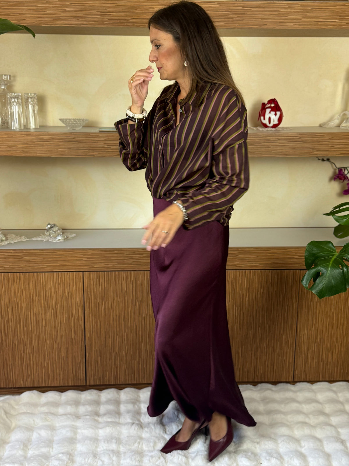 Gonna satin bordeaux