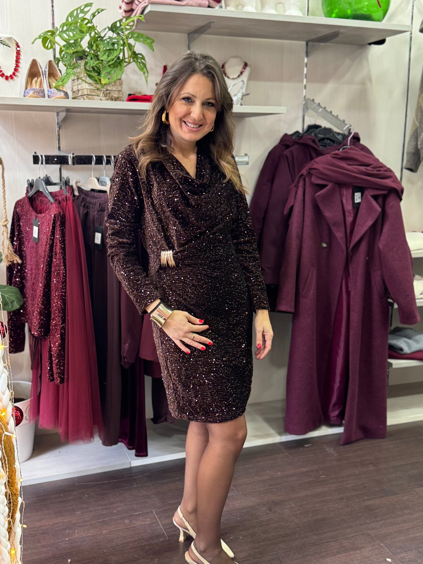 Abito glitter cioccolato