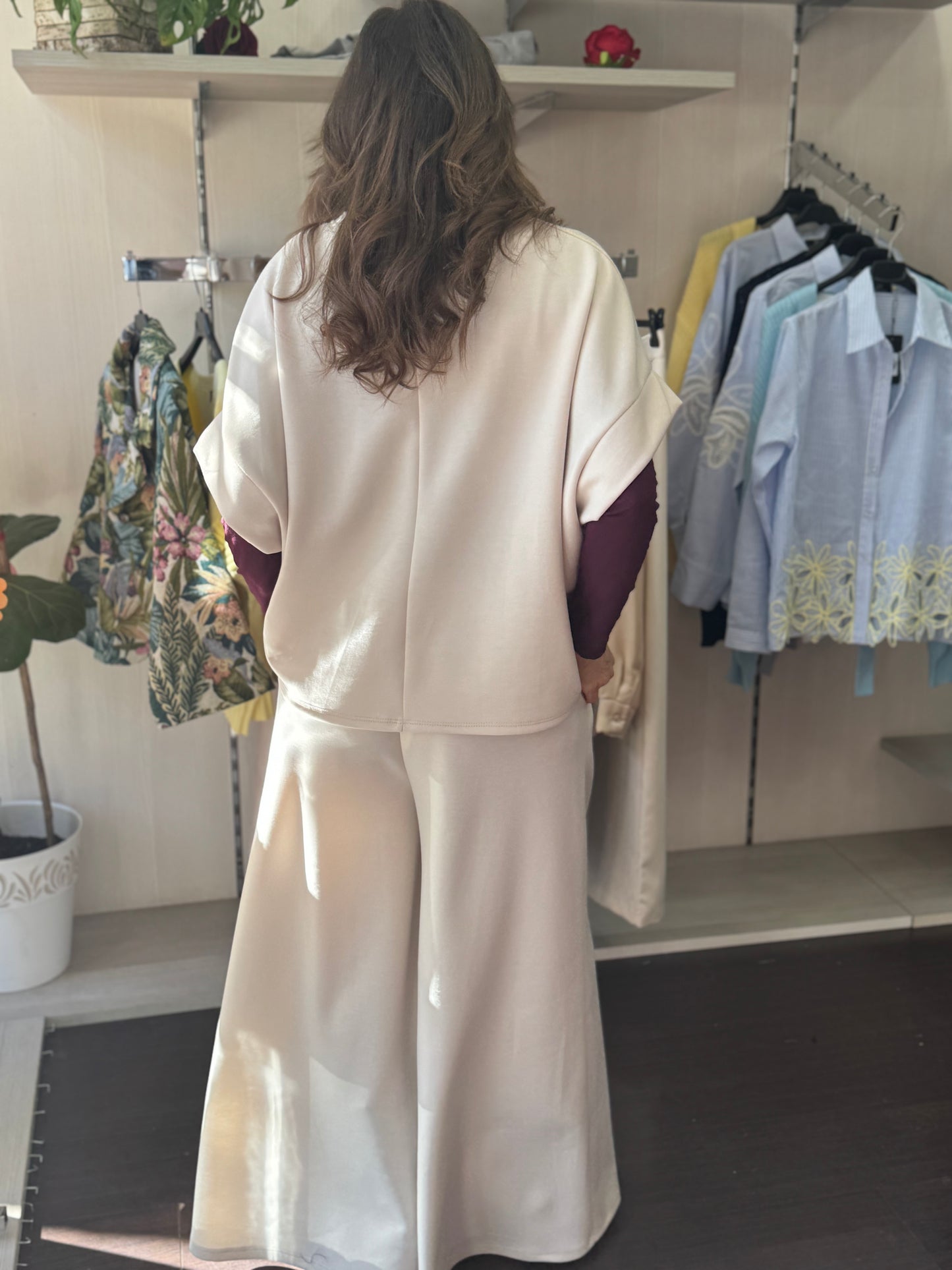 Pantalone panna misto viscosa