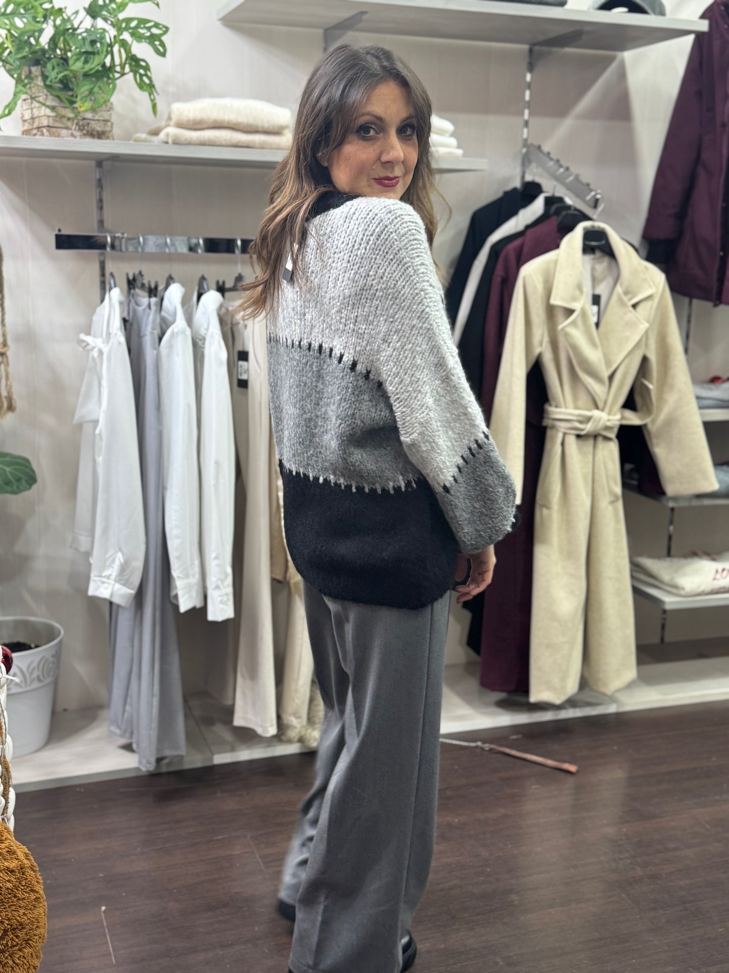 Maglioncino Righe grigio