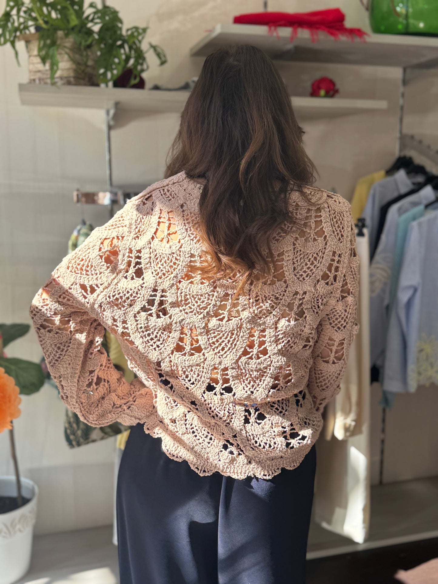 Maglia crochet fango