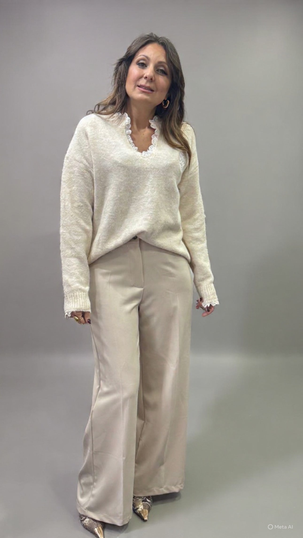Pantalone palazzo beige