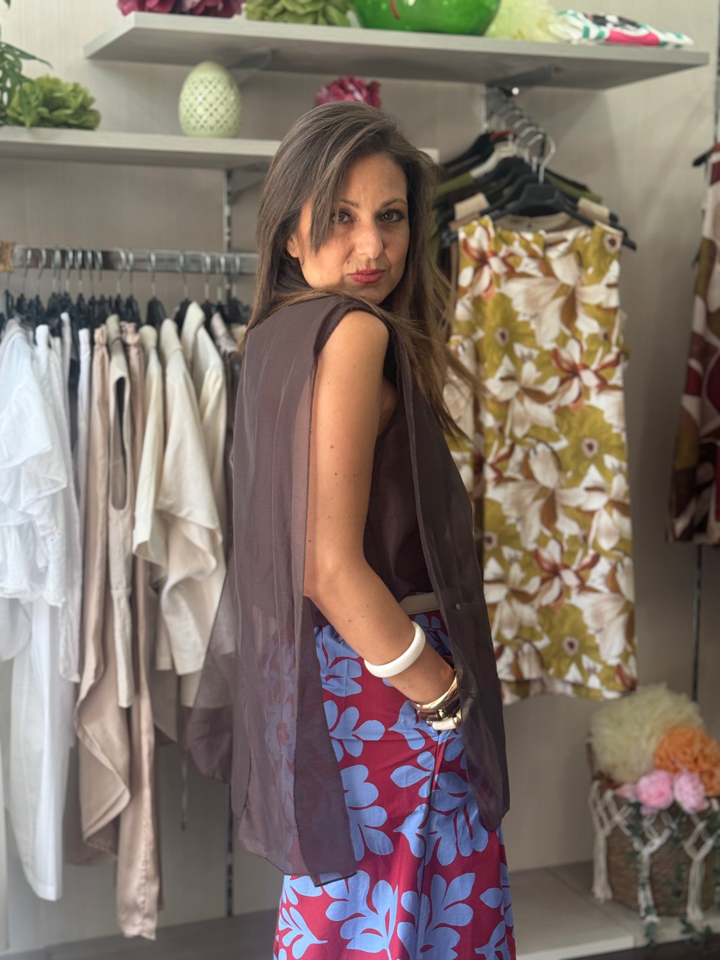 Blusa con davantino velato