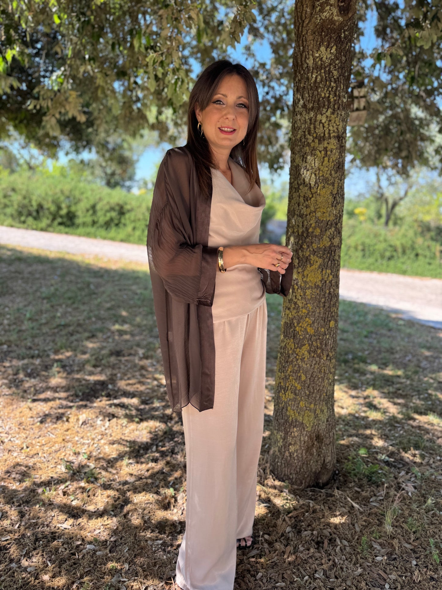 Kimono cioccolato in seta