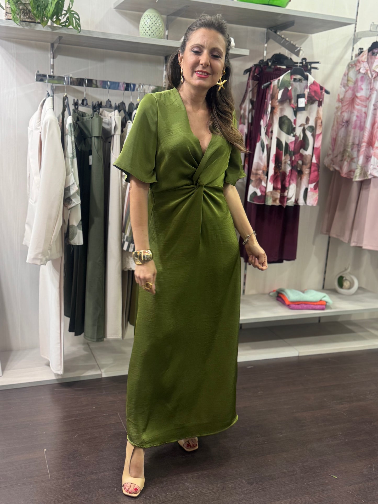 Abito satin verde