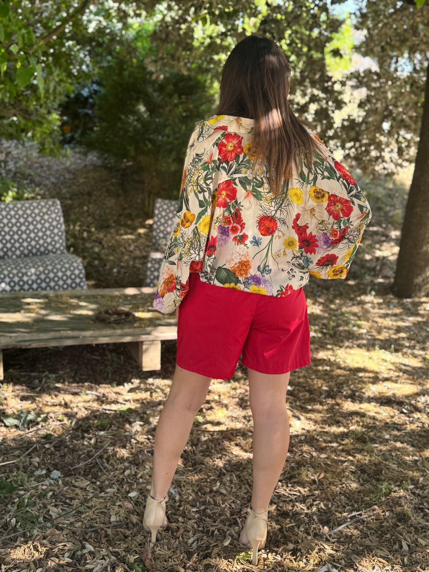 Camicia kimono viscosa e lino