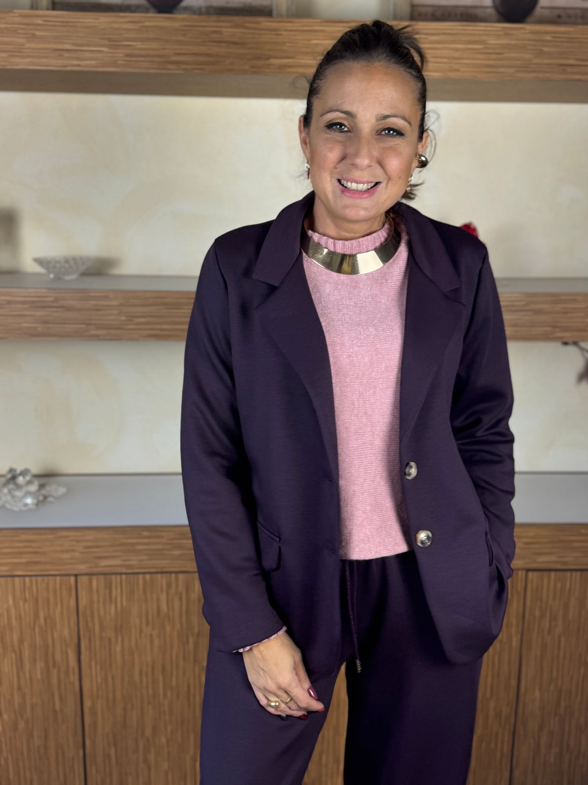 Blazer melanzana misto viscosa