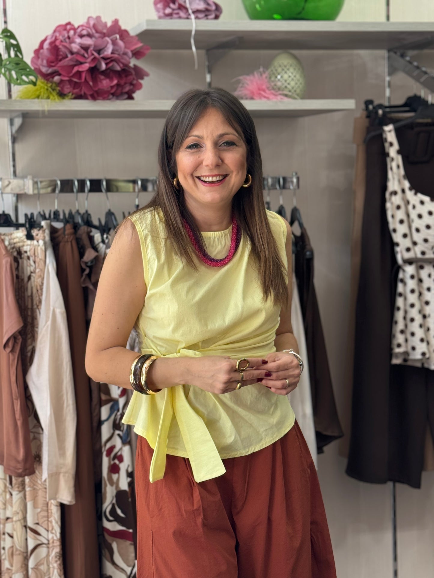 Blusa fiocco cotone giallo