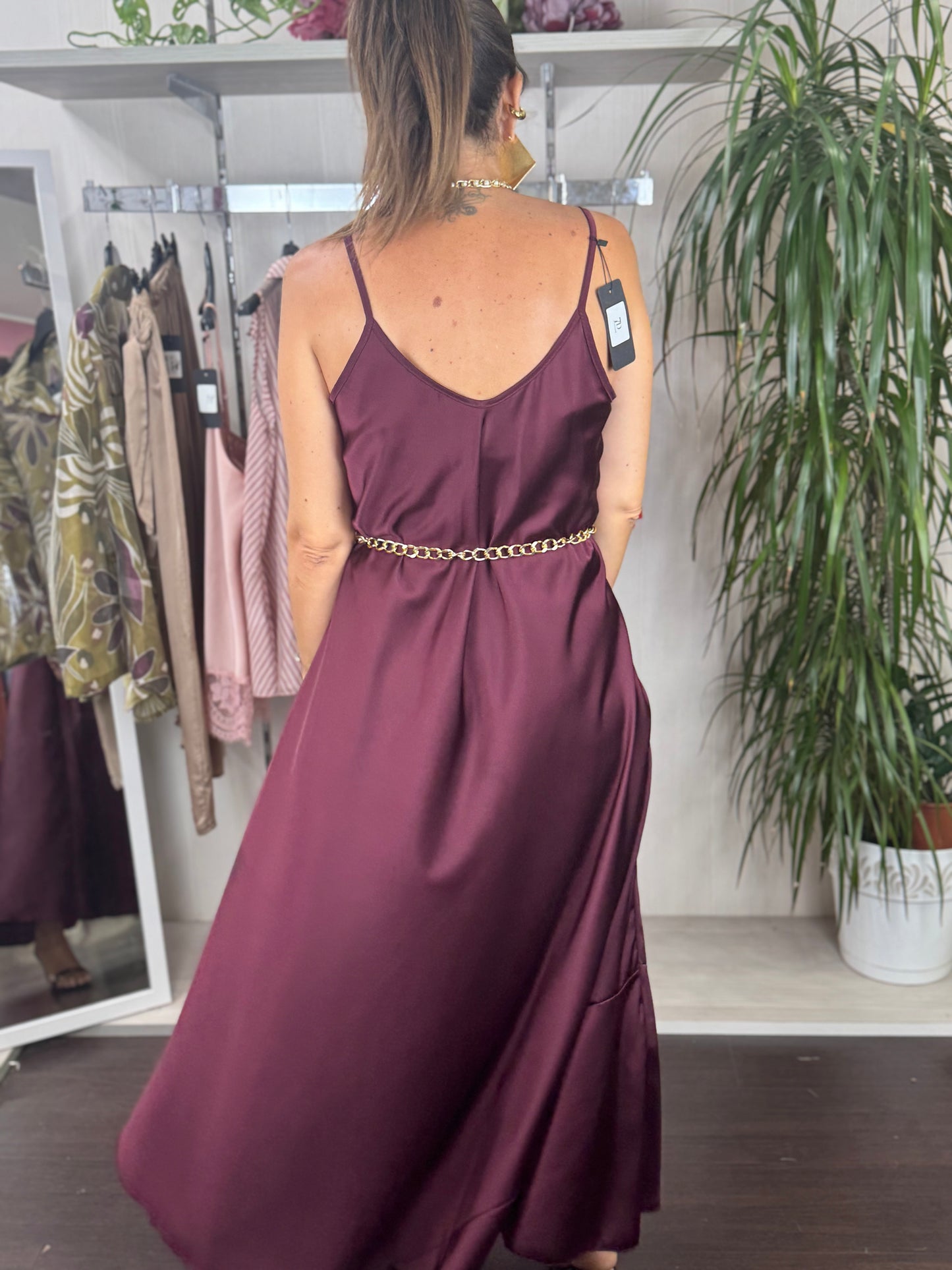 Abito sottoveste bordeaux