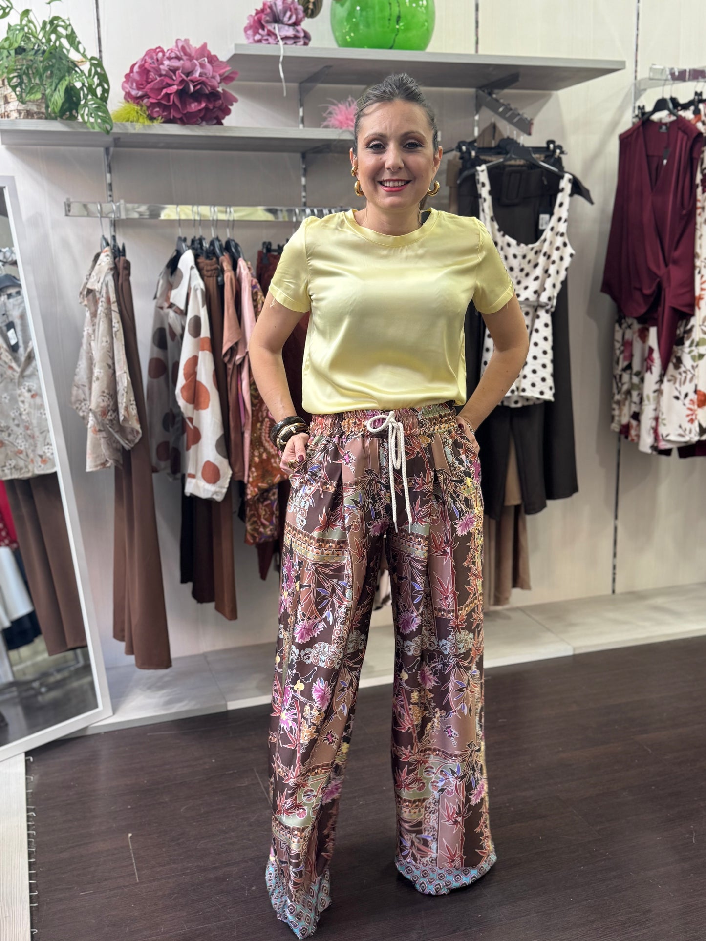 T-shirt gialla viscosa