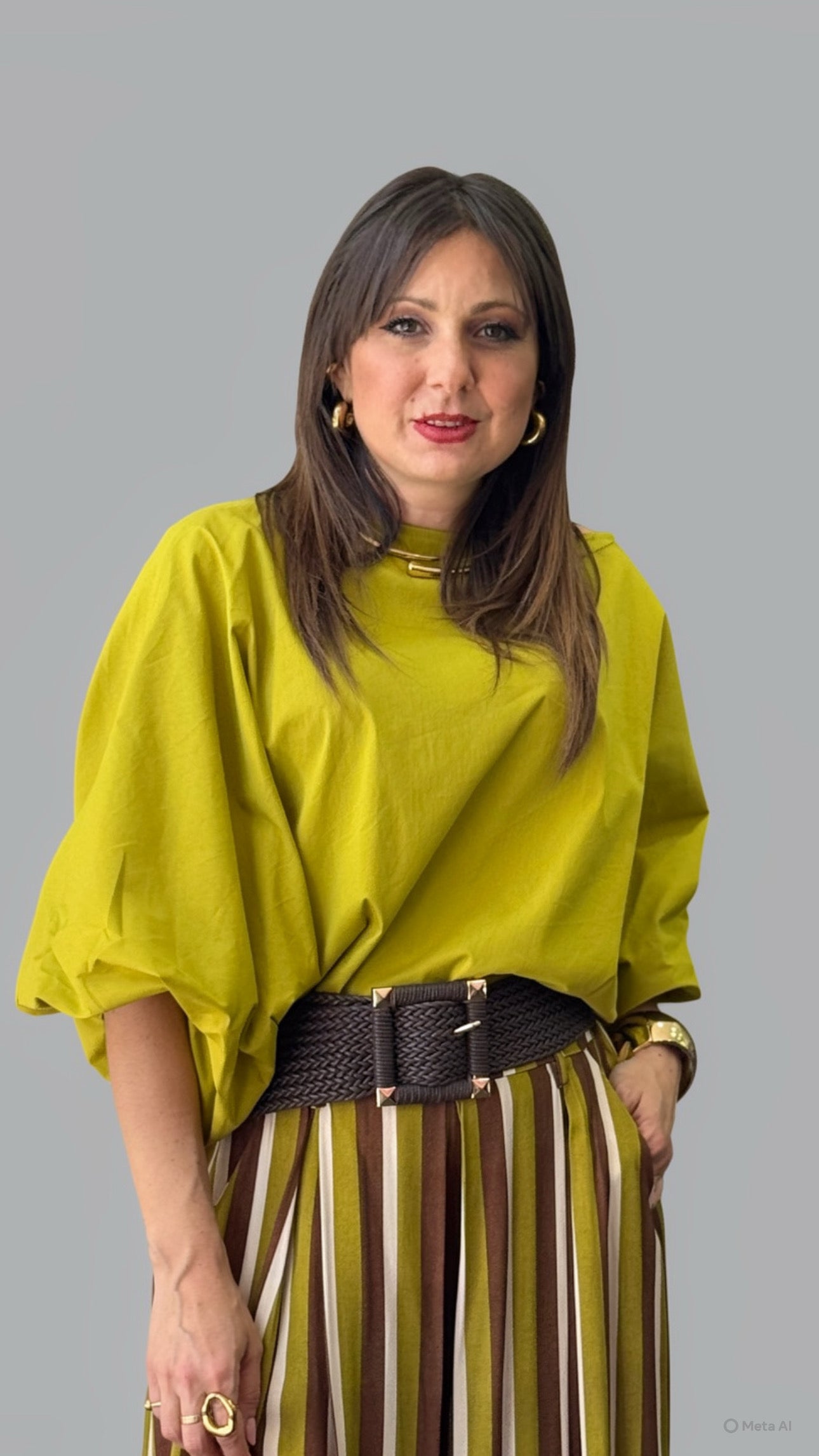 Blusa lime in misto cotone