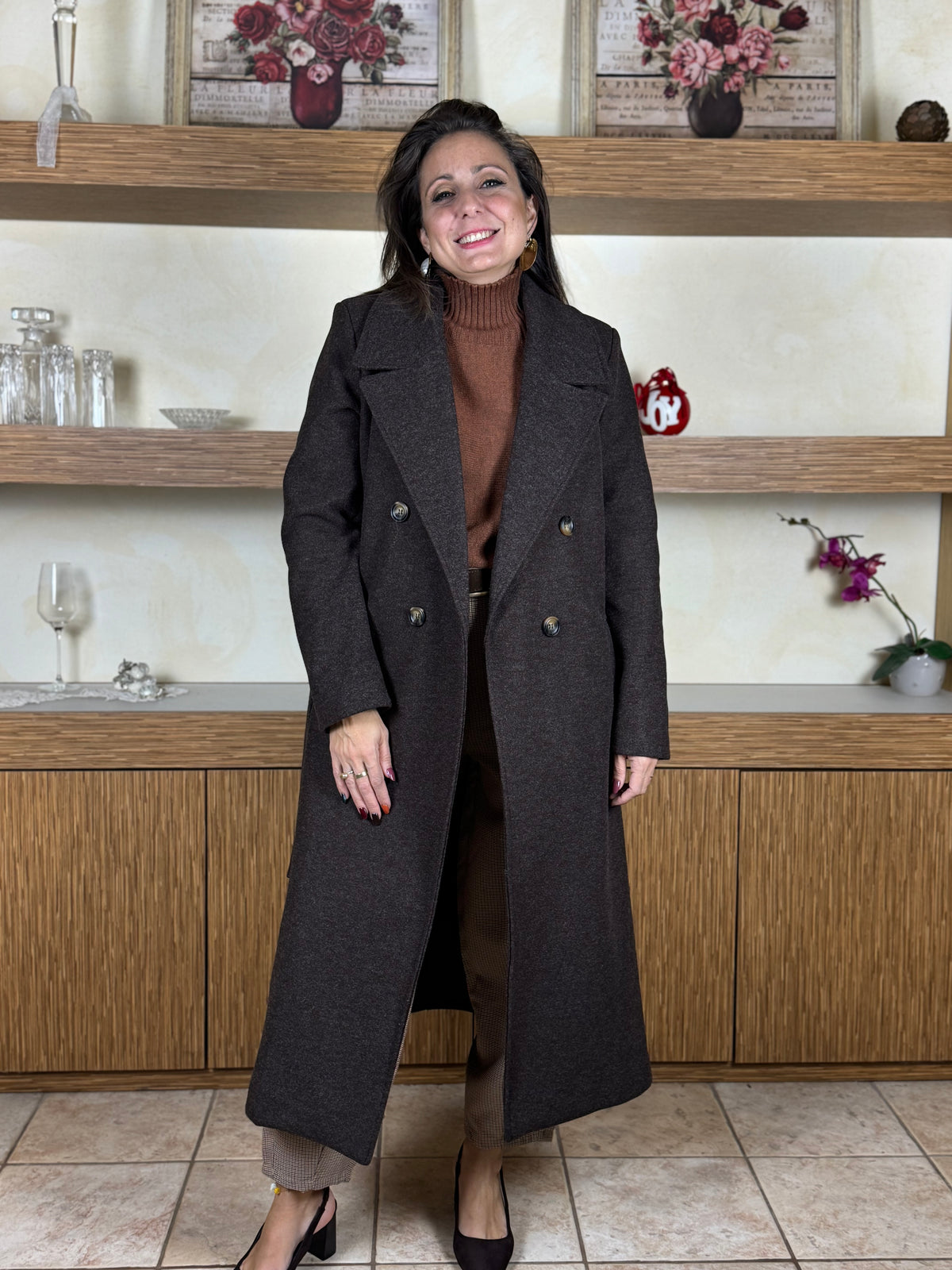 Cappotto lungo marrone