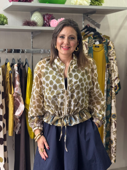 Camicia zip fantasia verde