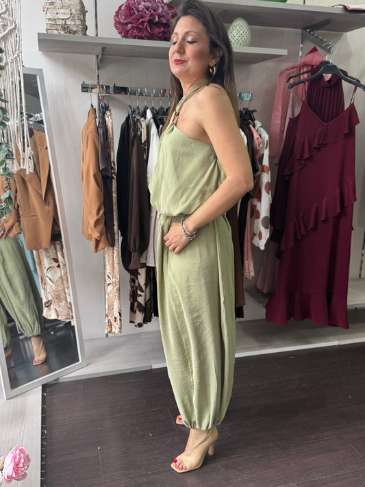 Pantalone viscosa verde
