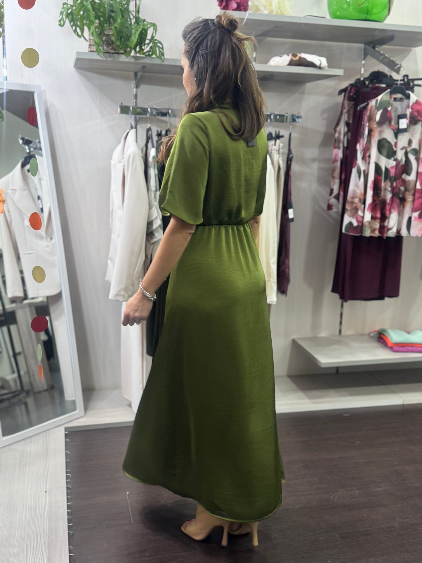Abito satin verde
