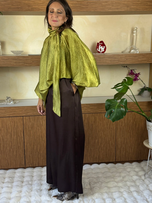 Pantalone satin cioccolato