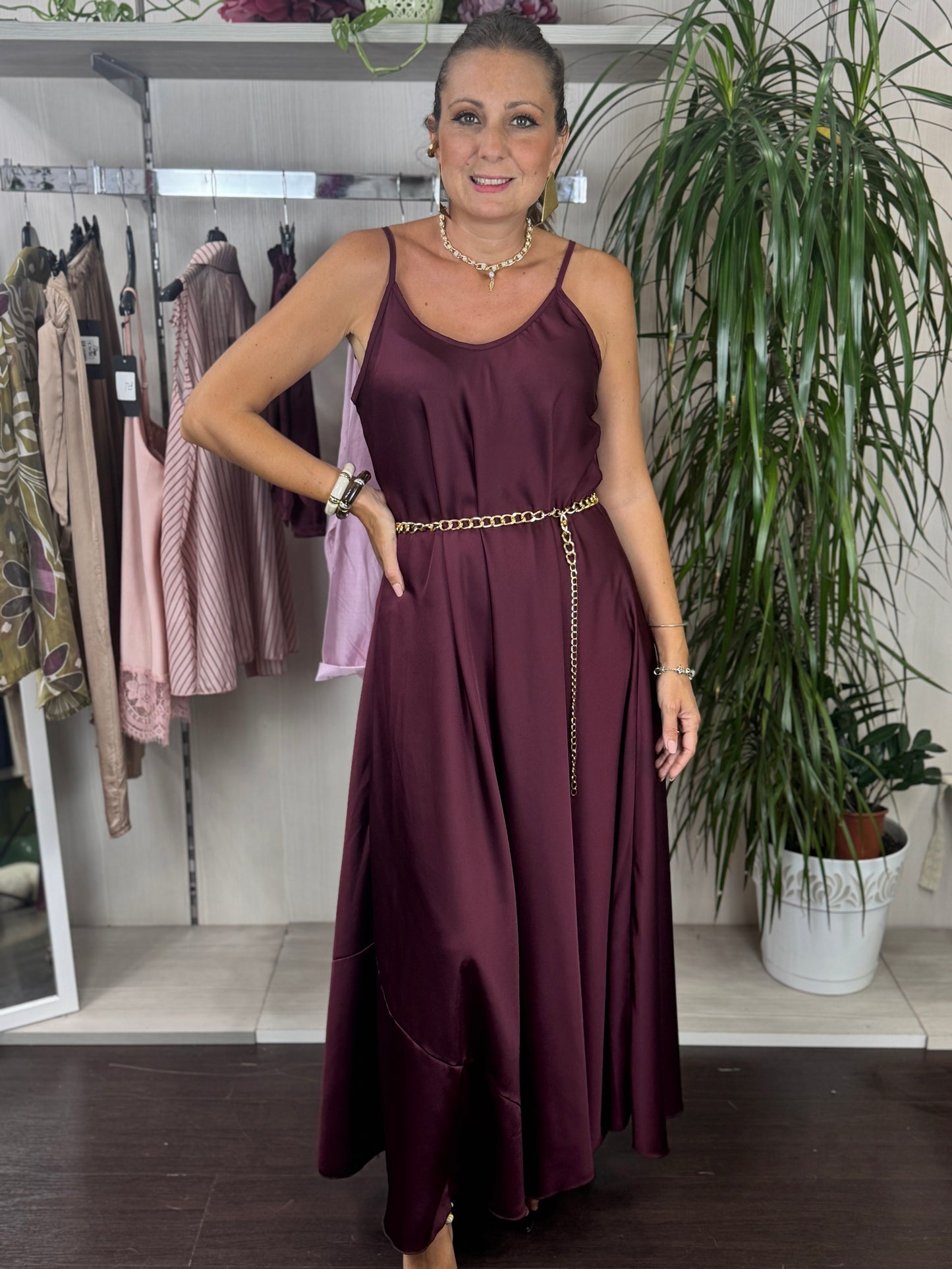 Abito sottoveste bordeaux