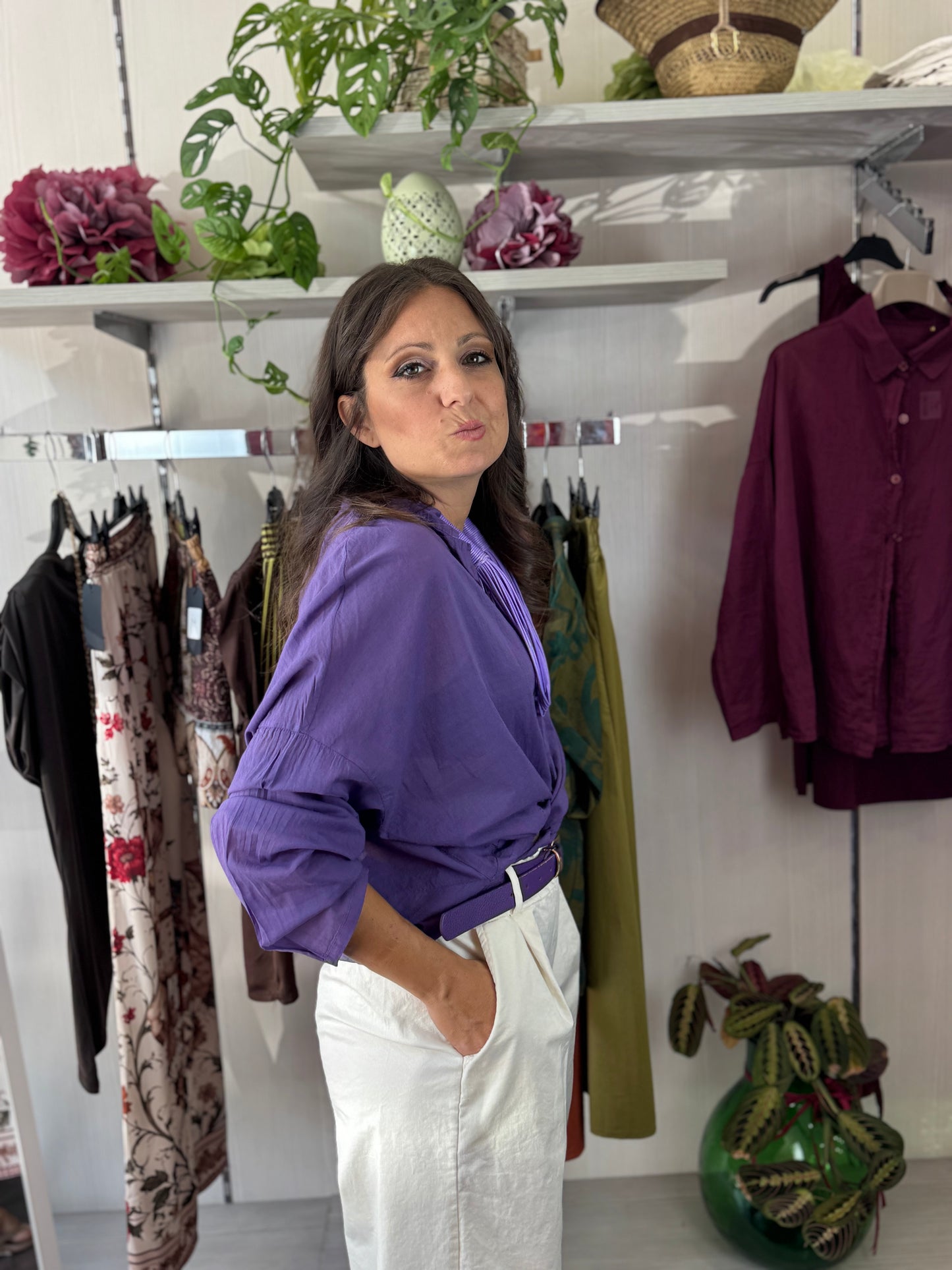 Camicia viola mussola