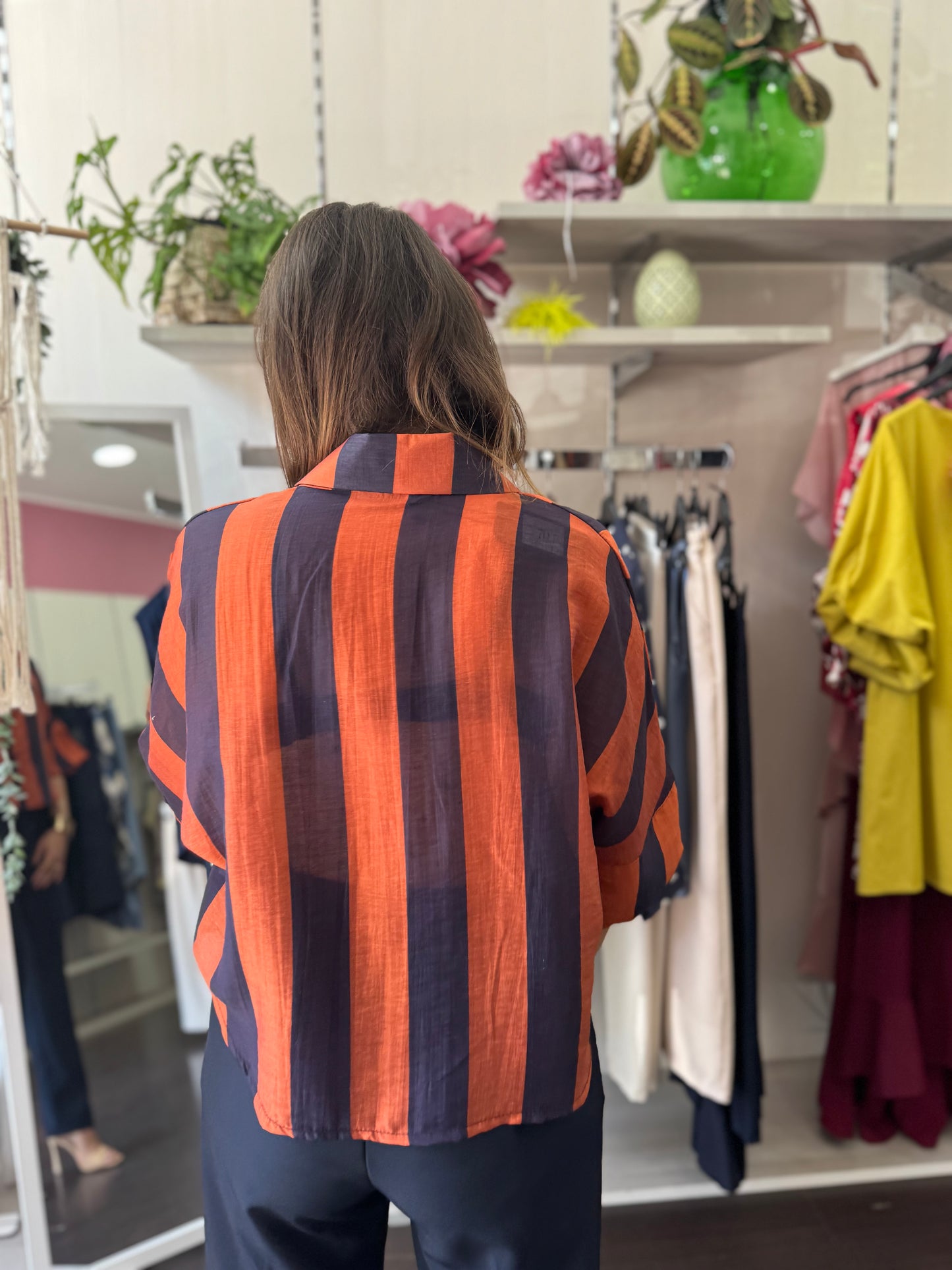 Camicia righe blu e ruggine