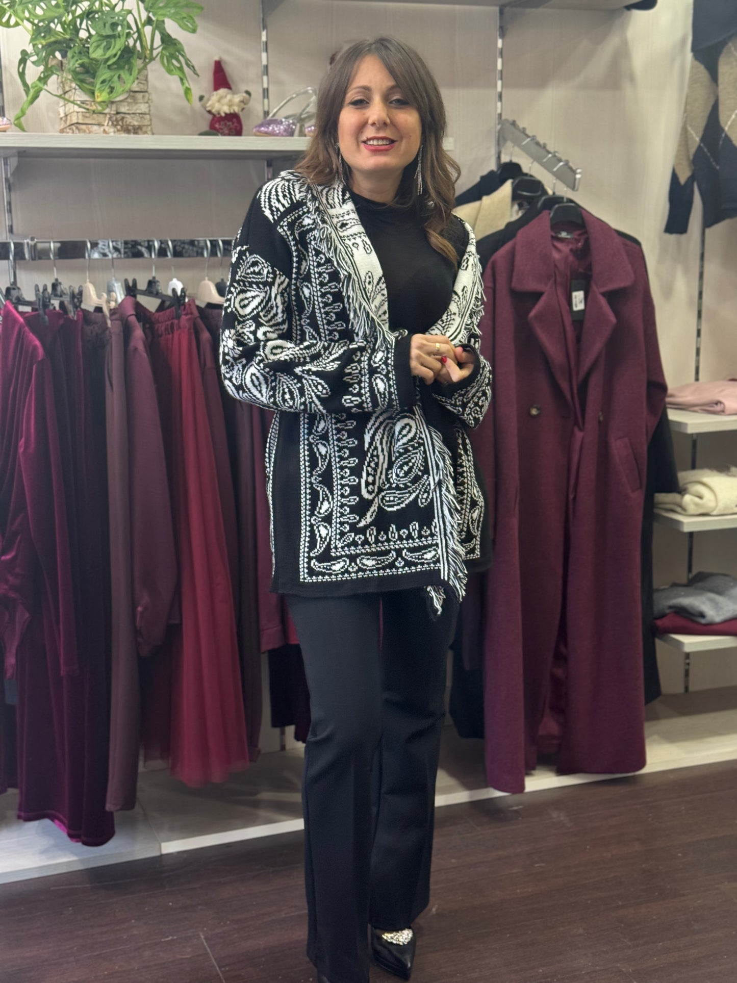 Cardigan bandana nero