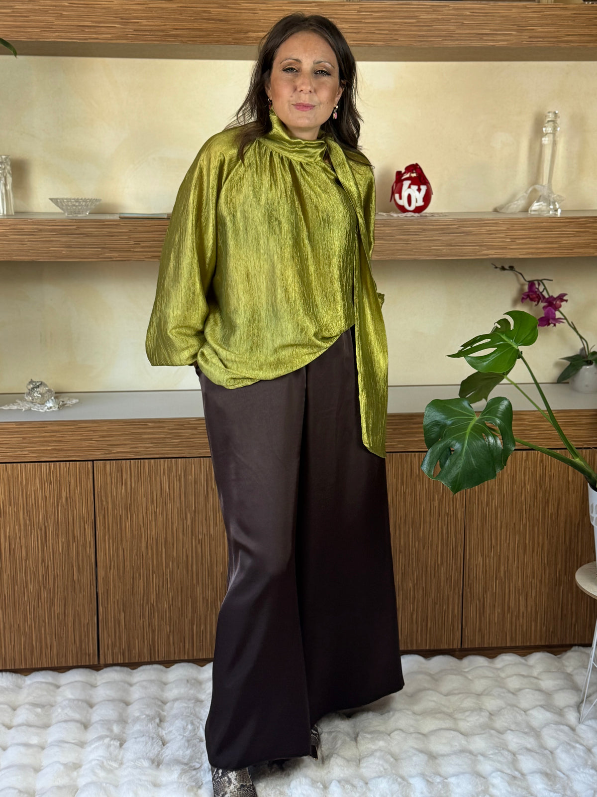 Pantalone satin cioccolato
