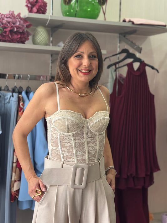 Corsetto panna pizzo