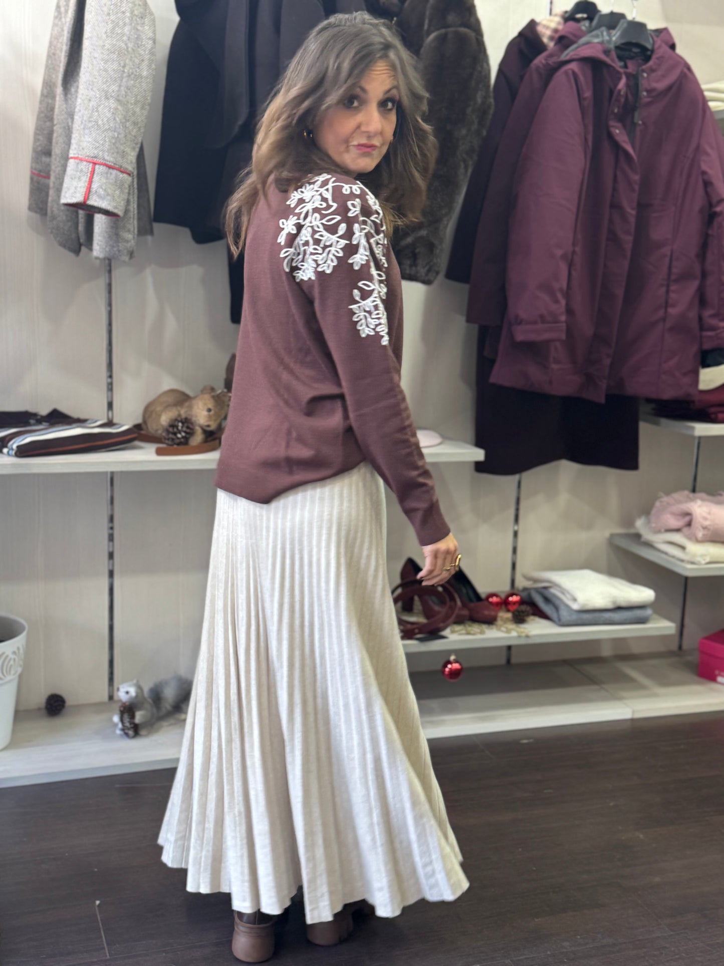 Gonna in maglia plisse