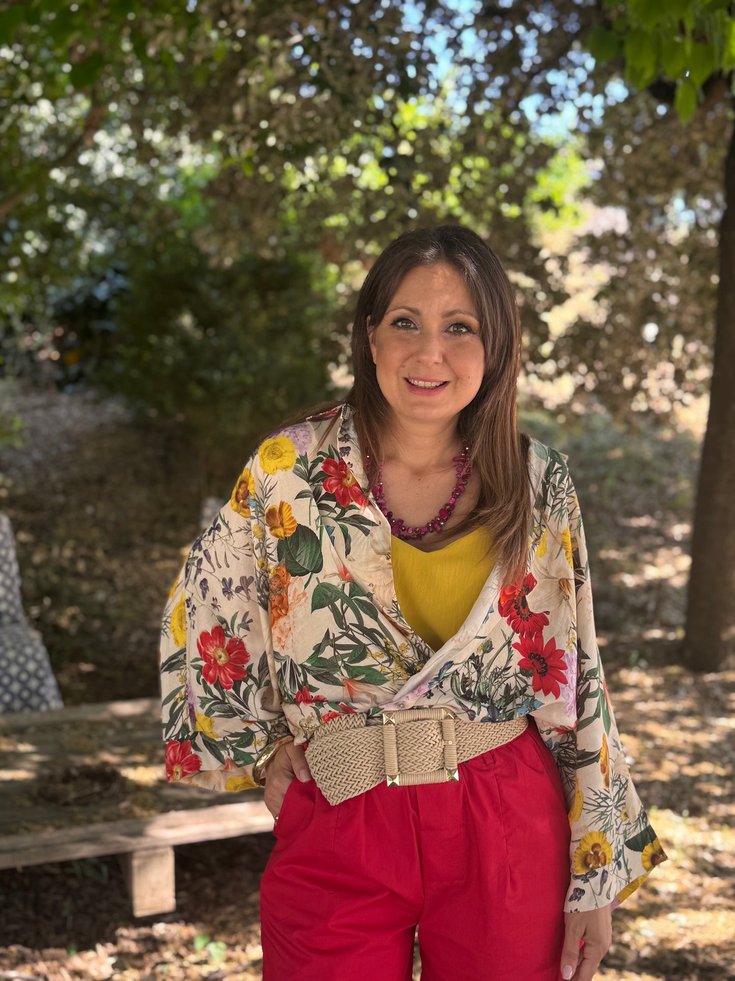 Camicia kimono viscosa e lino