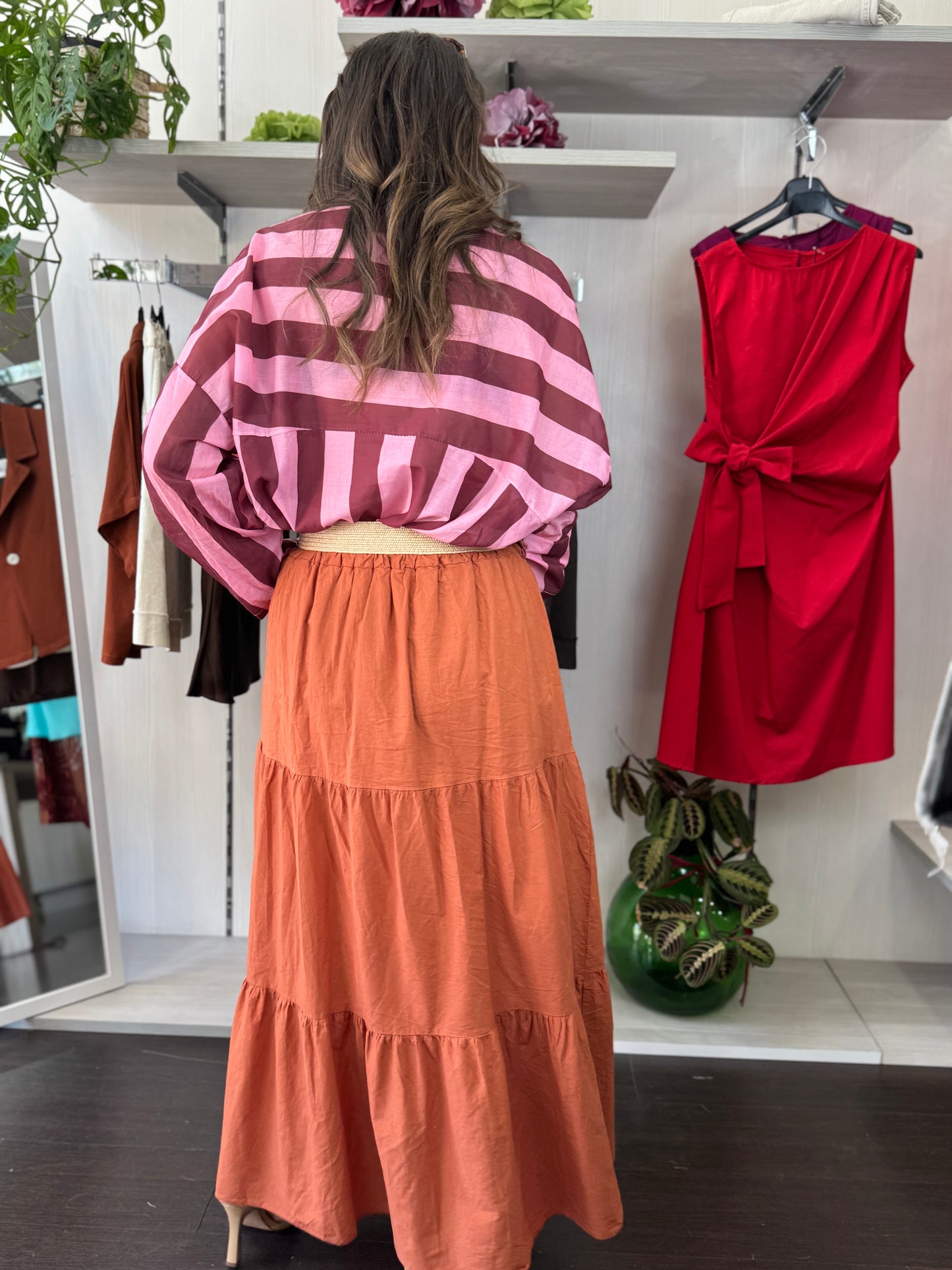 Camicia rigata rosa