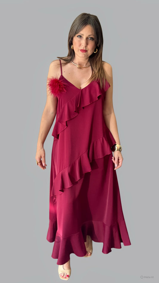 Abito balze bordeaux
