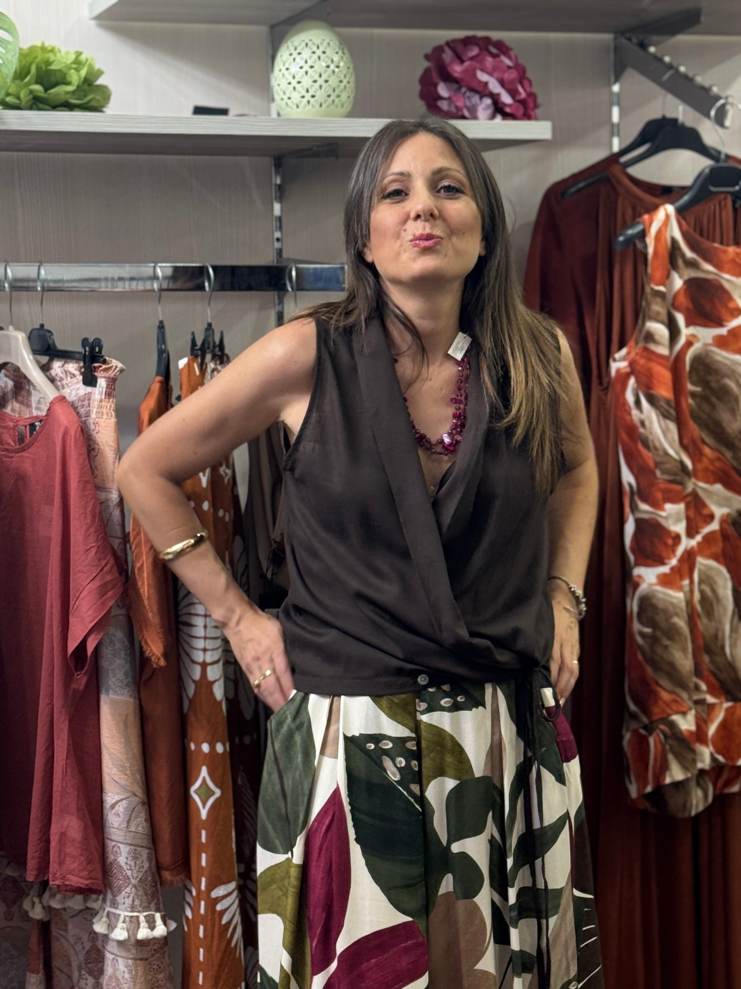 Blusa portafoglio cioccolato