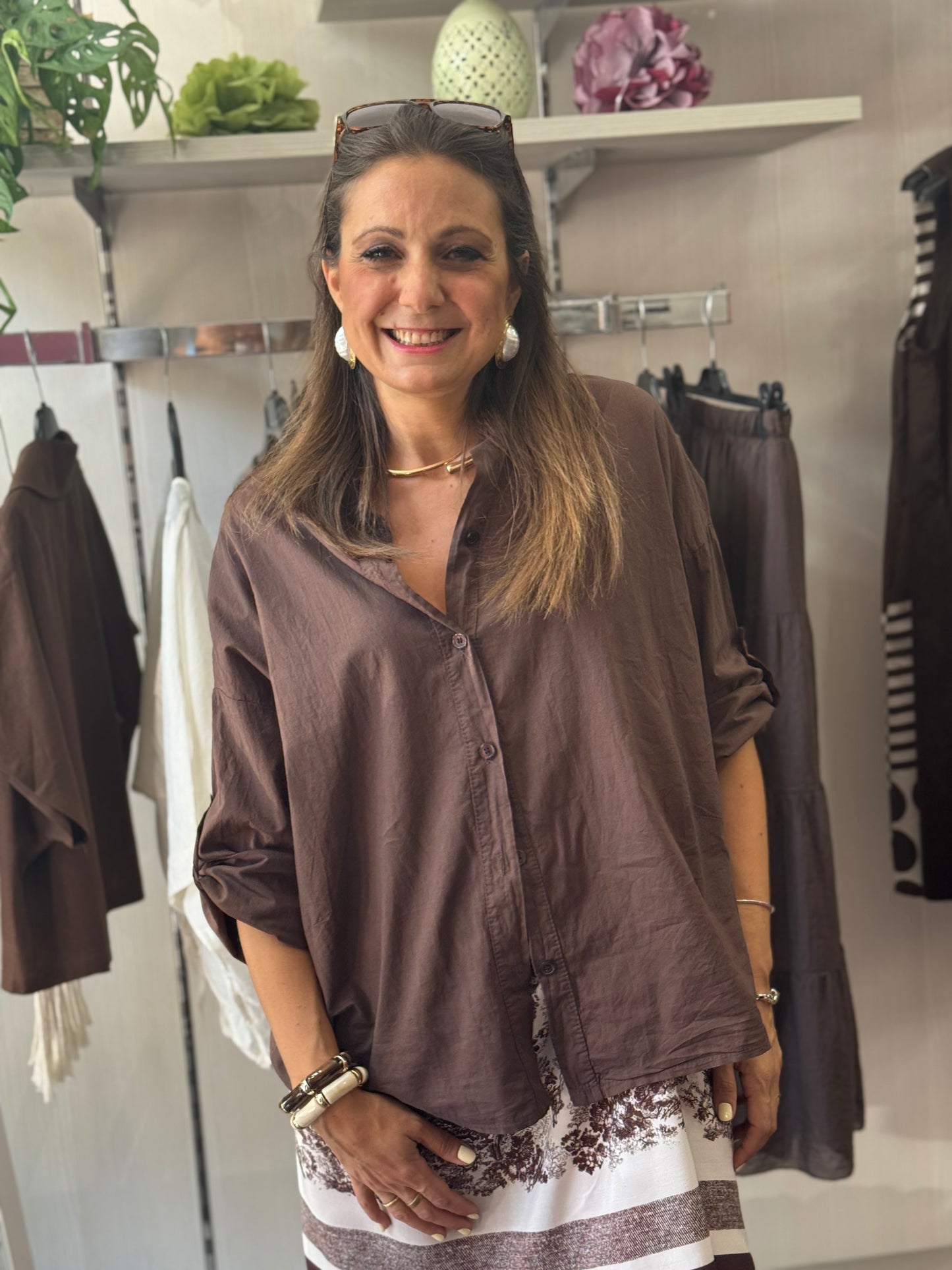 Camicia cotone cioccolato