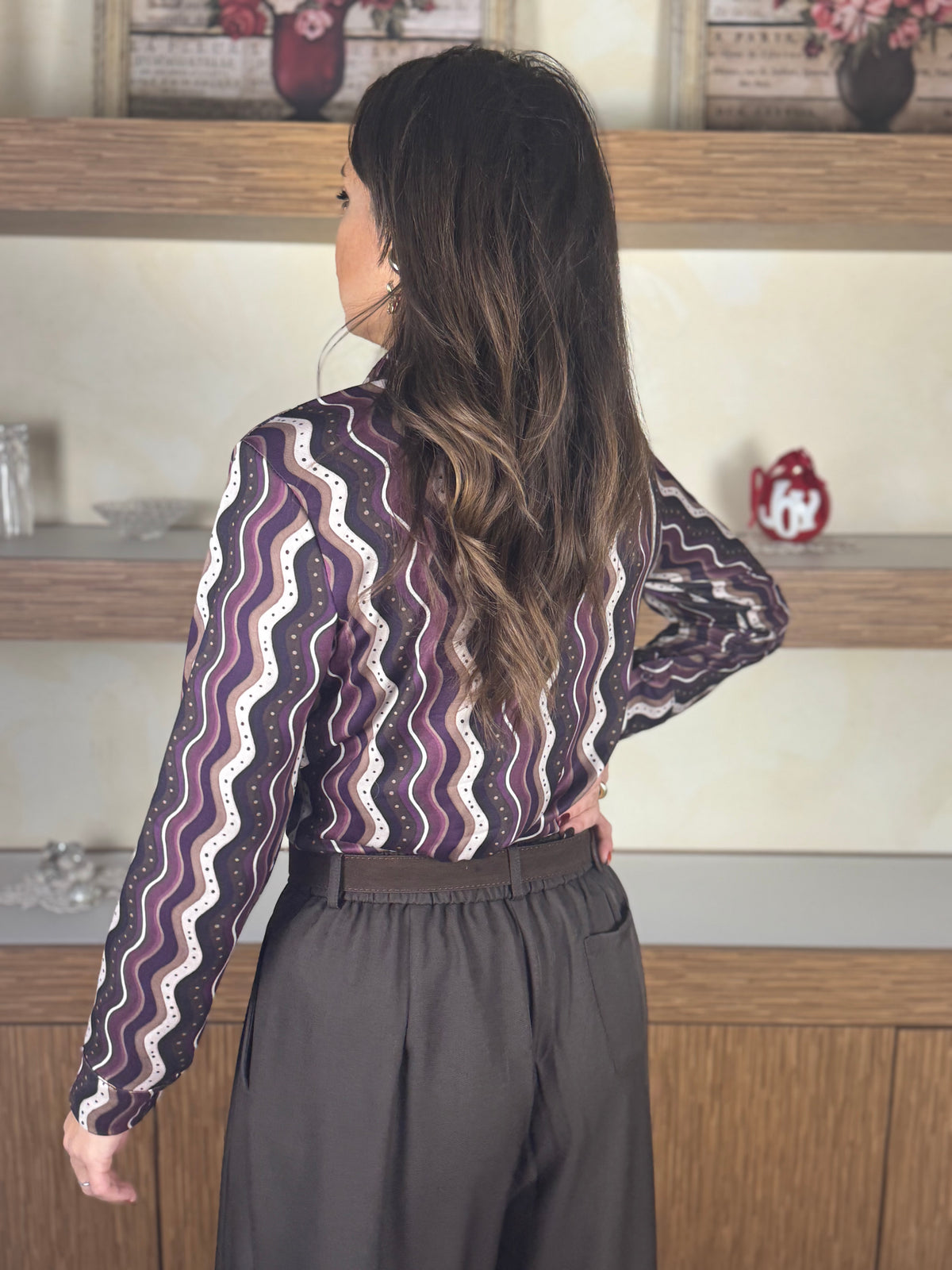 Camicia maglina fantasia viola
