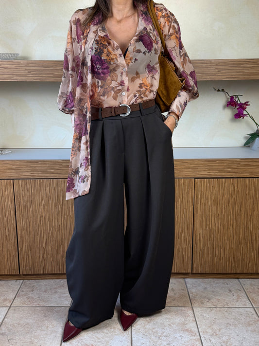 Pantalone piegone marrone